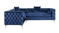 Iconic Home Mozart Left Facing Tufted Velvet Sectional Sofa 