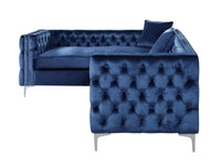 Iconic Home Mozart Left Facing Tufted Velvet Sectional Sofa 