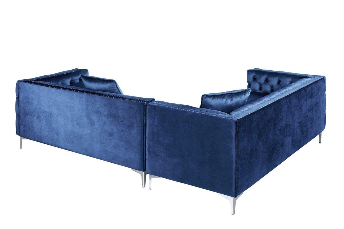 Iconic Home Mozart Left Facing Tufted Velvet Sectional Sofa 