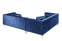 Iconic Home Mozart Left Facing Tufted Velvet Sectional Sofa 