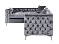 Iconic Home Mozart Left Facing Tufted Velvet Sectional Sofa 