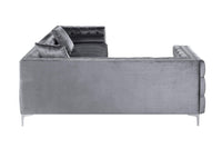 Iconic Home Mozart Left Facing Tufted Velvet Sectional Sofa 