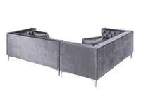 Iconic Home Mozart Left Facing Tufted Velvet Sectional Sofa 