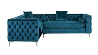 Iconic Home Mozart Left Facing Tufted Velvet Sectional Sofa 