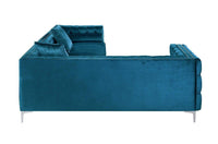 Iconic Home Mozart Left Facing Tufted Velvet Sectional Sofa 