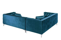 Iconic Home Mozart Left Facing Tufted Velvet Sectional Sofa 