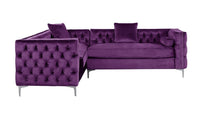 Iconic Home Mozart Left Facing Tufted Velvet Sectional Sofa 