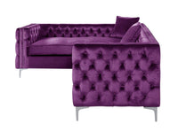 Iconic Home Mozart Left Facing Tufted Velvet Sectional Sofa 