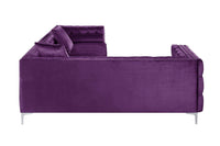 Iconic Home Mozart Left Facing Tufted Velvet Sectional Sofa 