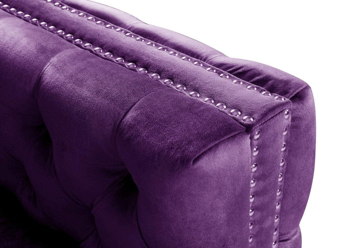 Iconic Home Mozart Left Facing Tufted Velvet Sectional Sofa 