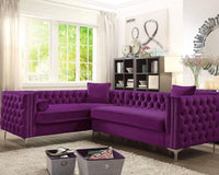 Iconic Home Mozart Left Facing Tufted Velvet Sectional Sofa Plum