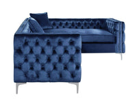 Iconic Home Mozart Right Facing Tufted Velvet Sectional Sofa 