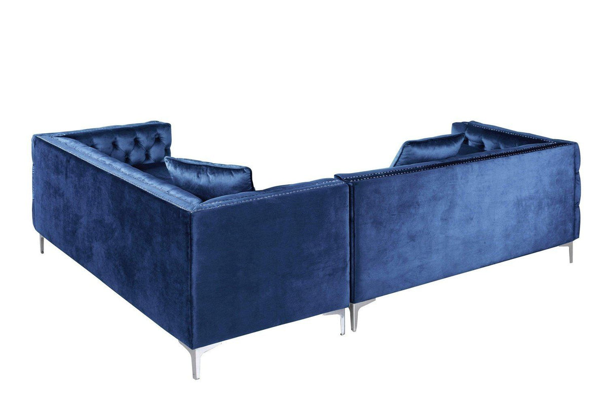 Iconic Home Mozart Right Facing Tufted Velvet Sectional Sofa 