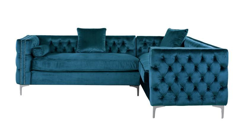 Iconic Home Mozart Right Facing Tufted Velvet Sectional Sofa 