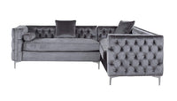 Iconic Home Mozart Right Facing Tufted Velvet Sectional Sofa 