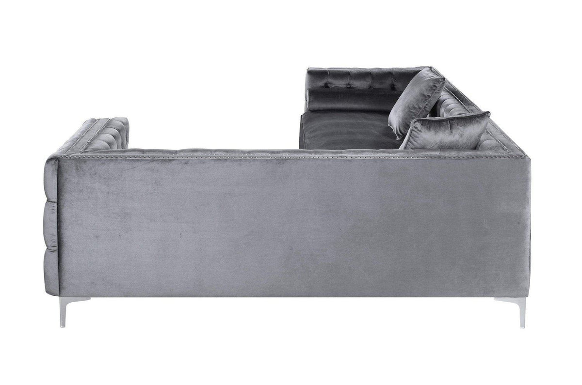 Iconic Home Mozart Right Facing Tufted Velvet Sectional Sofa 