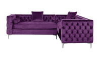 Iconic Home Mozart Right Facing Tufted Velvet Sectional Sofa 