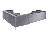 Iconic Home Mozart Right Facing Tufted Velvet Sectional Sofa 