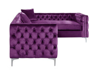 Iconic Home Mozart Right Facing Tufted Velvet Sectional Sofa 