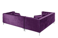 Iconic Home Mozart Right Facing Tufted Velvet Sectional Sofa 