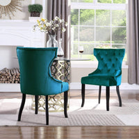 Iconic Home Naomi Tufted Velvet Dining Chair Set of 2 Teal