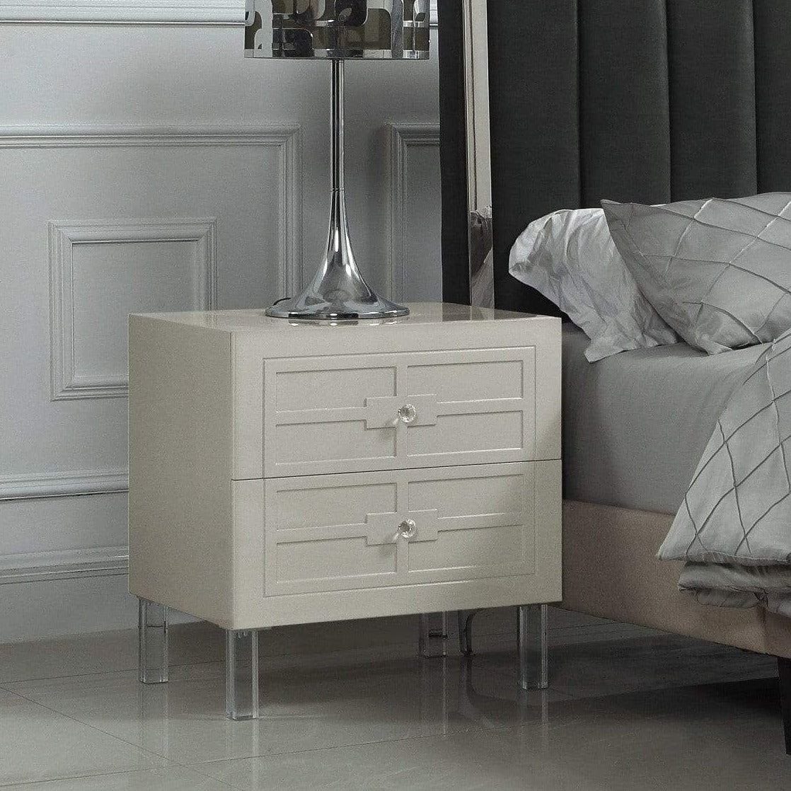 Iconic Home Naples Nightstand | End Side Table Beige