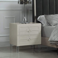 Iconic Home Naples Nightstand | End Side Table Beige