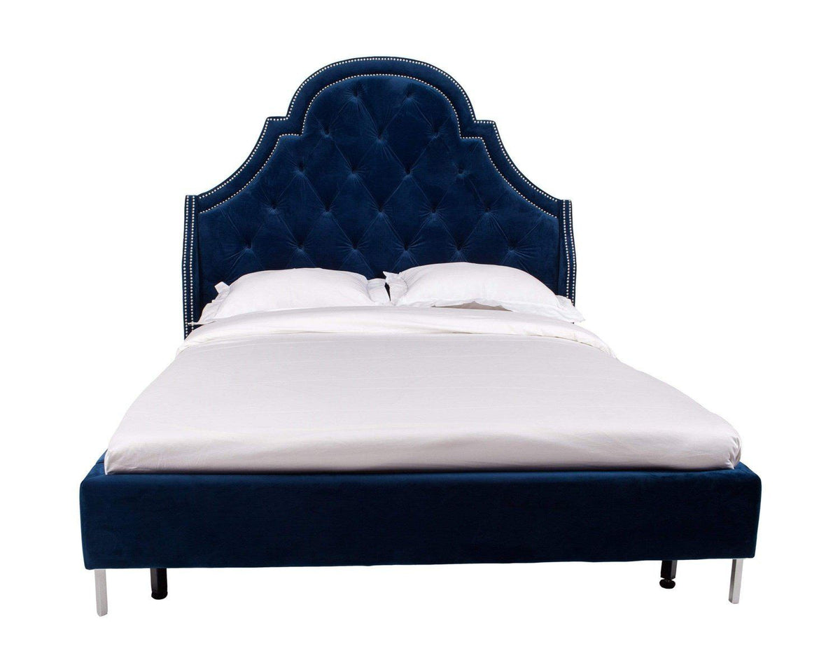 Iconic Home Napoleon Tufted Velvet Bed Frame with Wingback Headboard 