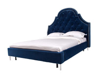 Iconic Home Napoleon Tufted Velvet Bed Frame with Wingback Headboard 