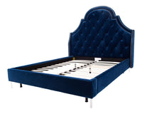 Iconic Home Napoleon Tufted Velvet Bed Frame with Wingback Headboard 