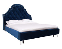 Iconic Home Napoleon Tufted Velvet Bed Frame with Wingback Headboard 