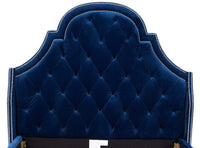 Iconic Home Napoleon Tufted Velvet Bed Frame with Wingback Headboard 