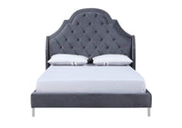 Iconic Home Napoleon Tufted Velvet Bed Frame with Wingback Headboard 