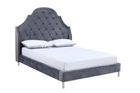 Iconic Home Napoleon Tufted Velvet Bed Frame with Wingback Headboard 