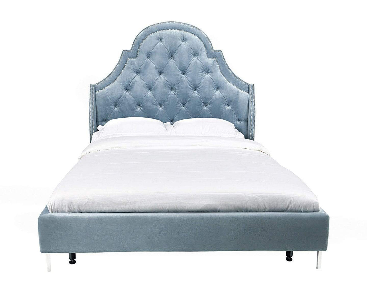 Iconic Home Napoleon Tufted Velvet Bed Frame with Wingback Headboard 