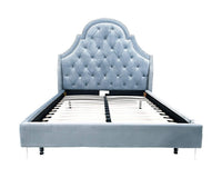 Iconic Home Napoleon Tufted Velvet Bed Frame with Wingback Headboard 