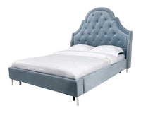 Iconic Home Napoleon Tufted Velvet Bed Frame with Wingback Headboard 