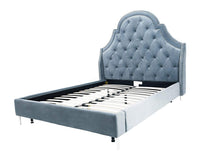 Iconic Home Napoleon Tufted Velvet Bed Frame with Wingback Headboard 