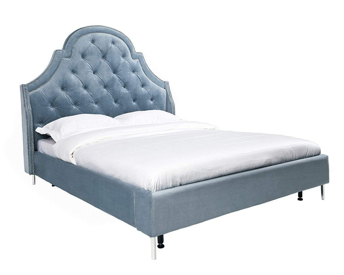 Iconic Home Napoleon Tufted Velvet Bed Frame with Wingback Headboard 