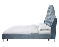 Iconic Home Napoleon Tufted Velvet Bed Frame with Wingback Headboard 