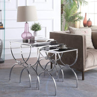 Iconic Home Palma 3 Piece Nesting End Table Set Chrome