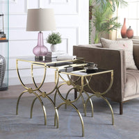 Iconic Home Palma 3 Piece Nesting End Table Set Gold