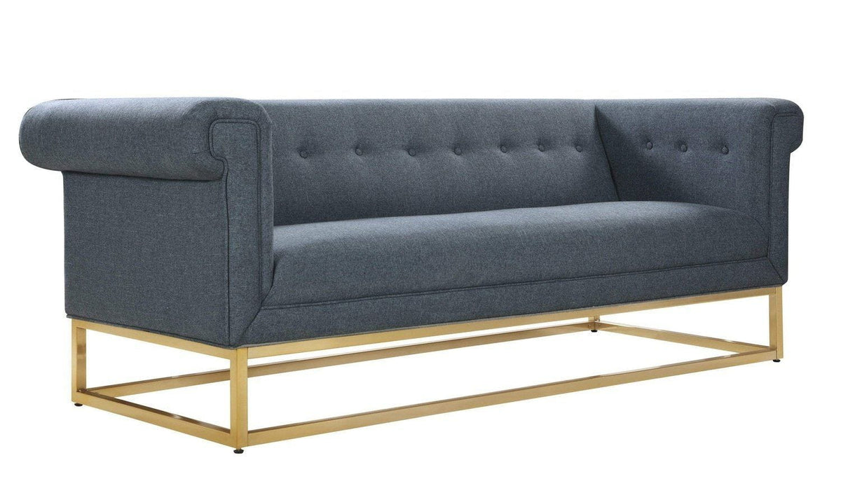Iconic Home Palmira Button Tufted Rolled Shelter Arm Sofa 