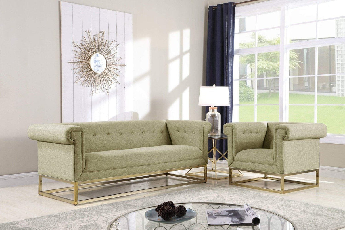 Iconic Home Palmira Button Tufted Rolled Shelter Arm Sofa 