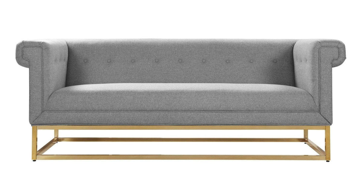 Iconic Home Palmira Button Tufted Rolled Shelter Arm Sofa 