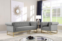 Iconic Home Palmira Button Tufted Rolled Shelter Arm Sofa 