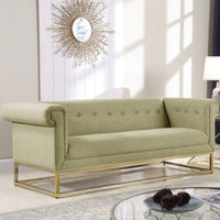 Iconic Home Palmira Button Tufted Rolled Shelter Arm Sofa Beige