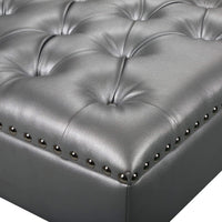 Iconic Home Pierre Faux Leather Square Ottoman Center Table 