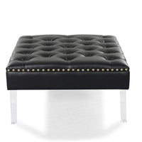 Iconic Home Pierre Faux Leather Square Ottoman Center Table 