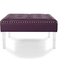 Iconic Home Pierre Faux Leather Square Ottoman Center Table 